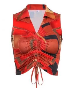 Own Saviour Y2K Orange Ruched Crop