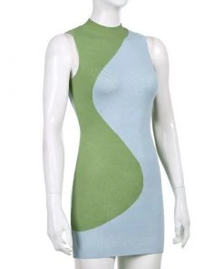 Own Saviour Blue Green Splice Yin Dress New In