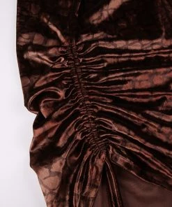 Own Saviour New In Brown Croc Velvet Mini Dress