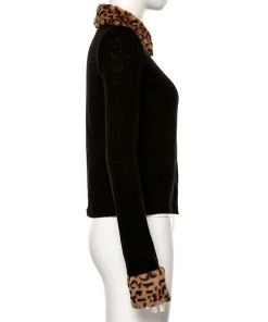 Own Saviour Leopard Cuff Zip Cardi Tees + Tops