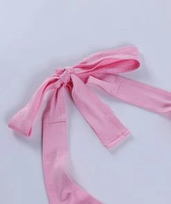 Own Saviour Pink Tie Halter Crop Tees + Tops