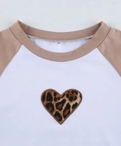 Own Saviour BWN Leopard Heart Raglan Crop Tees + Tops