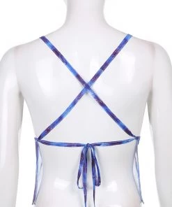 Own Saviour Tees + Tops Blue Backless Swirl Crop