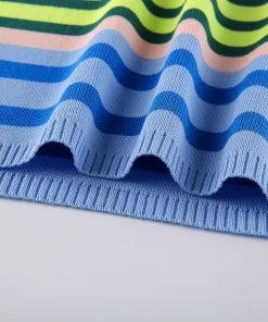 Own Saviour Striped Knitted Backless Dress