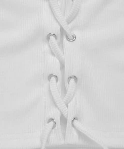 Own Saviour Tees + Tops Lace Up Ribbed Vest