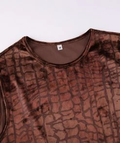 Own Saviour New In Brown Croc Velvet Mini Dress
