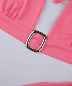 Own Saviour Pink Buckle Wrap Halter Crop
