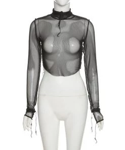 Own Saviour Sheer Turtleneck Contrast Crop