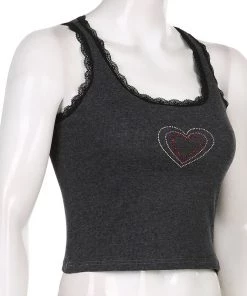 Own Saviour New In Rhinestone Heart Vest Crop