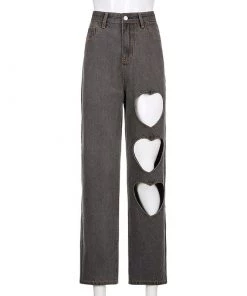 Own Saviour Grey Heart Cut Out Jeans