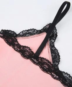 Own Saviour Pink Lace Trim Mini Dress Dresses + Sets