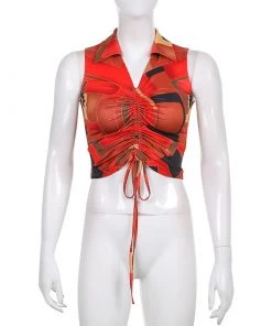 Own Saviour Y2K Orange Ruched Crop