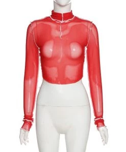 Own Saviour Sheer Turtleneck Contrast Crop