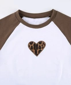 Own Saviour SS Leopard Heart Raglan Crop New In