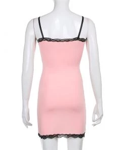 Own Saviour Pink Lace Trim Mini Dress Dresses + Sets