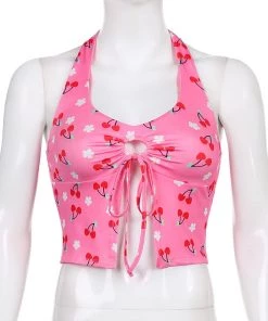 Own Saviour New In Pink Cherry Halter Crop
