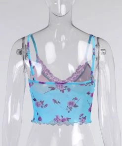 Own Saviour Pink Blue Rose Cami Crop