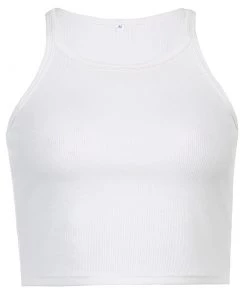 Own Saviour White Rib Tank Crop New In