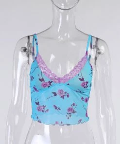 Own Saviour Pink Blue Rose Cami Crop