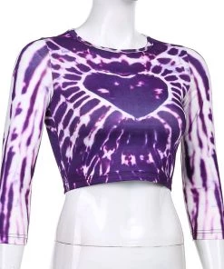 Own Saviour Purple Heart Tie Dye Crop Tees + Tops