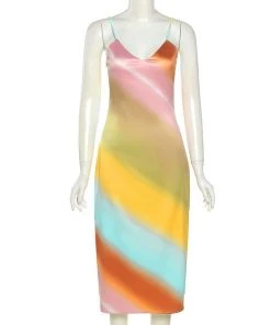 Own Saviour Colour Stripe Midi Dress