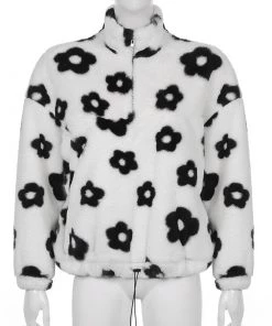 Own Saviour Flower Fuzzy Zip Up Sweatshirt New In