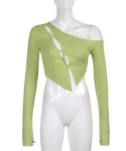 Own Saviour Green Cold Shoulder Point Crop New In