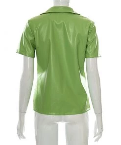 Own Saviour Pink/Green Faux Leather Shirt New In