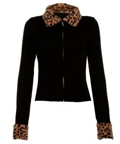 Own Saviour Leopard Cuff Zip Cardi Tees + Tops