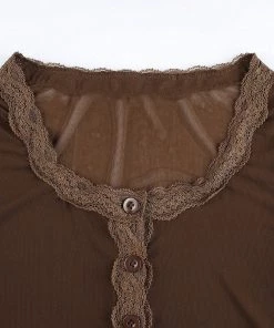 Own Saviour Brown Mesh Frill Crop New In