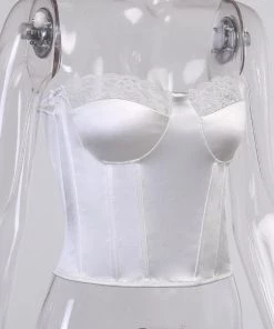 Own Saviour White Lace Corset Crop Tees + Tops