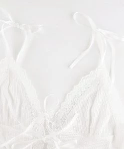 Own Saviour Tees + Tops White Frill Bow Crop