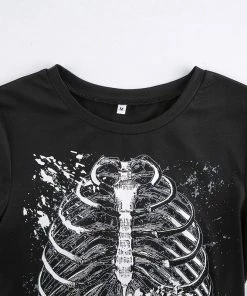 Own Saviour Black Ribcage Crop Tees + Tops