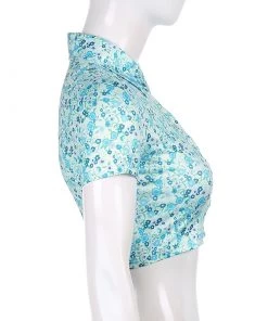 Own Saviour Tees + Tops Floral Button Crop Shirt