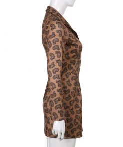 Own Saviour New In Brown Paisley Button Mini Dress