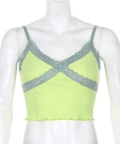 Own Saviour Neon Lace Frill Cami Crop New In