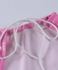 Own Saviour Pink Faux Leather Halter Mini Dress