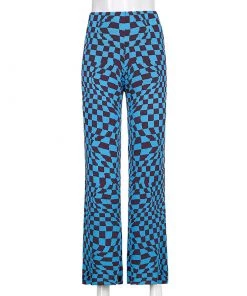 Own Saviour Blue Checkerboard Swirl Pants