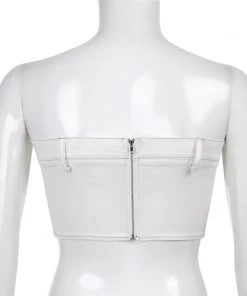 Own Saviour White Denim Bandeau Crop