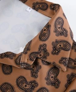Own Saviour New In Brown Paisley Button Mini Dress