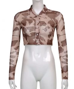 Own Saviour Brown Cow Mesh Crop Shirt