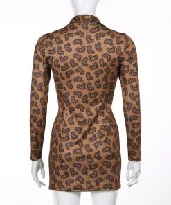 Own Saviour New In Brown Paisley Button Mini Dress