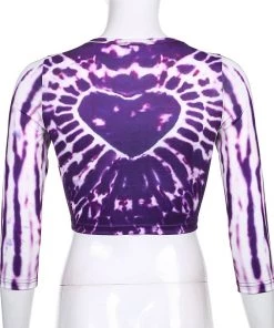 Own Saviour Purple Heart Tie Dye Crop Tees + Tops