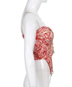 Own Saviour New In Purple/Red Floral Corset Crop