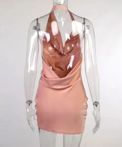 Own Saviour Pink Silk Cowl Mini Dress New In