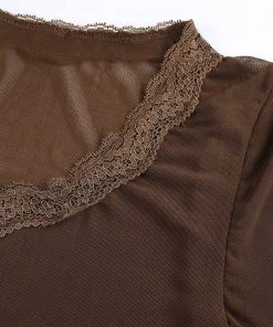 Own Saviour Brown Mesh Frill Crop New In