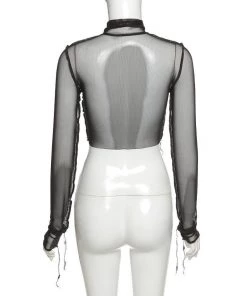 Own Saviour Sheer Turtleneck Contrast Crop