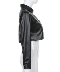 Own Saviour Tees + Tops Black/White Faux Leather Shirt Jacket