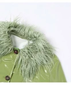 Own Saviour Faux Leather Feather Trim Jacket