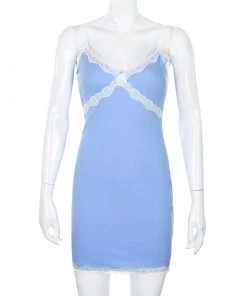 Own Saviour Lace Trim Blue Dress